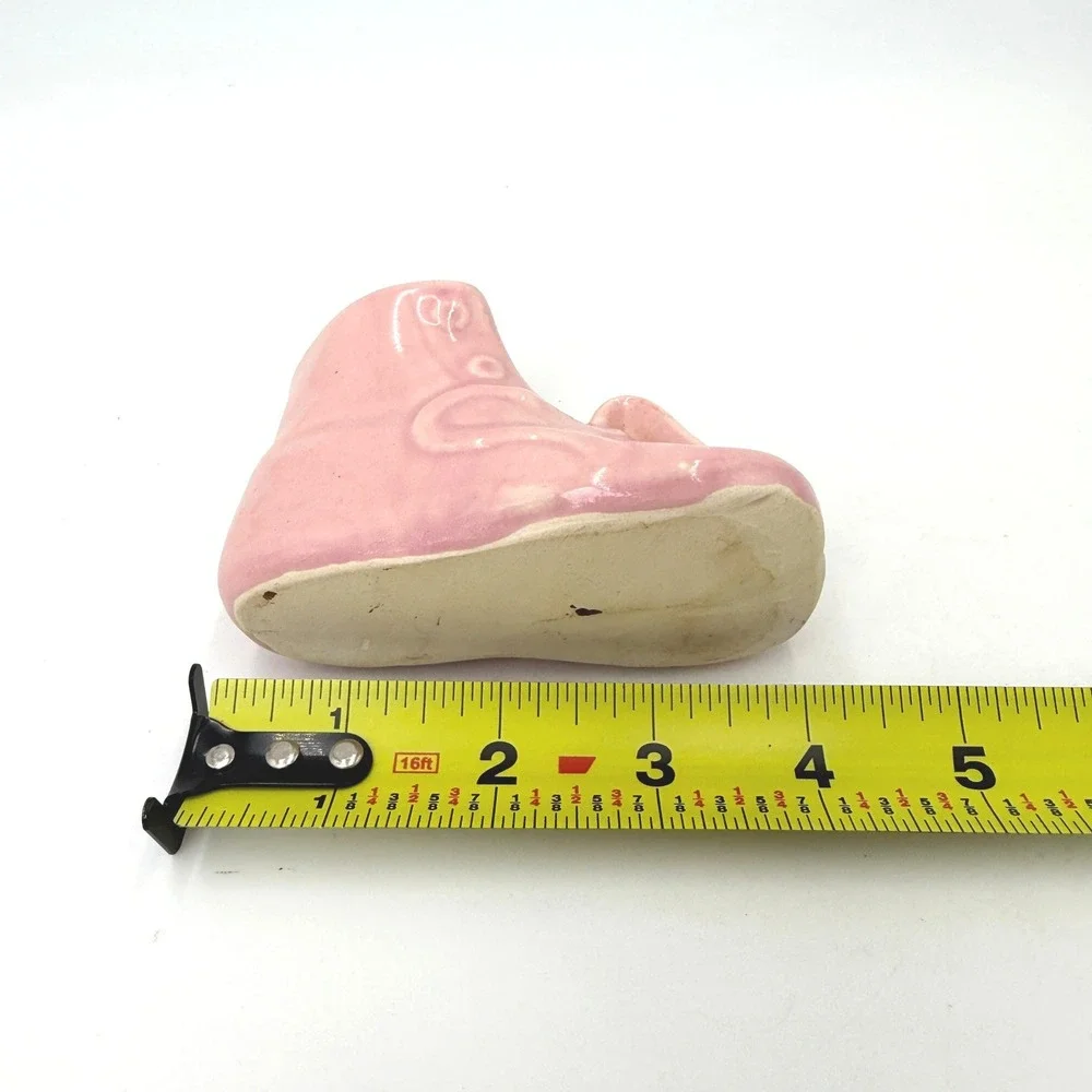 Vintage Pink Ceramic Baby Shoe Planter‎ Bootie Trinket Dish Mid Century Nursery